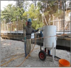 Preparation for blasting to steel rebar